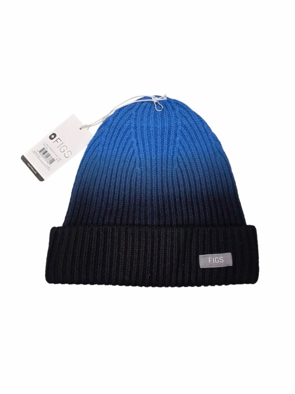 Figs Two-Tone Blue Ribbed Knit Beanie